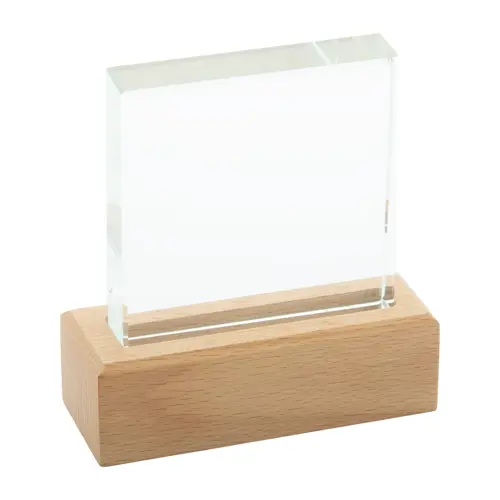 Trofeo in vetro con base in legno di faggio con confezione regalo