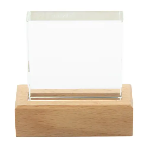 Trofeo in vetro con base in legno di faggio con confezione regalo