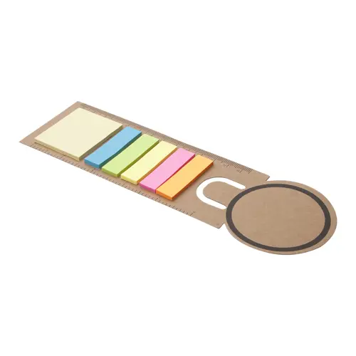 Segnalibro in carta con righello e note adesive