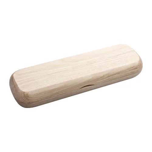 Set di penne a sfera con meccanismo a rotazione e roller in legno naturale con refill blu in confezione scatola di legno