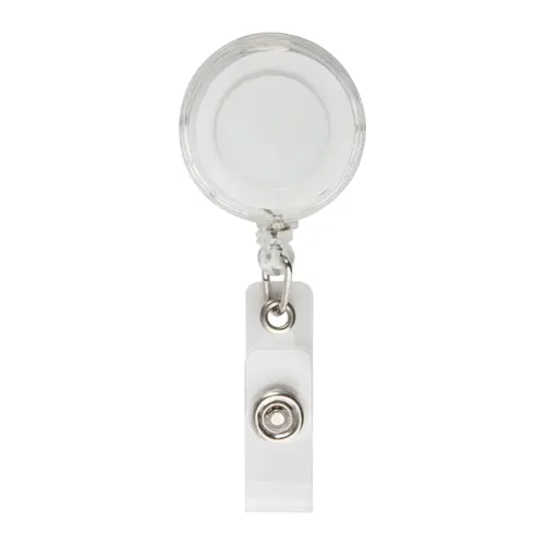 Porta badge telescopico in plastica per skypass con chiusura a bottone a pressione e clip in metallo