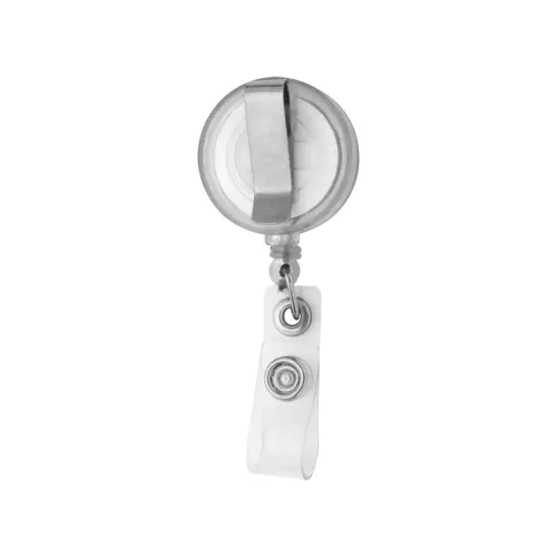 Porta badge telescopico in plastica per skypass con chiusura a bottone a pressione e clip in metallo