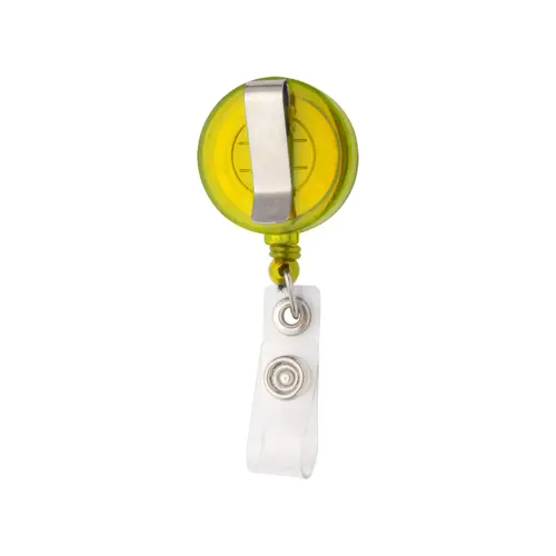 Porta badge telescopico in plastica per skypass con chiusura a bottone a pressione e clip in metallo