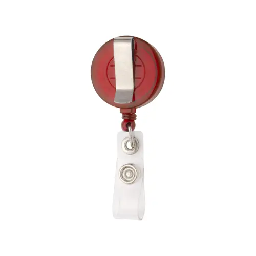 Porta badge telescopico in plastica per skypass con chiusura a bottone a pressione e clip in metallo