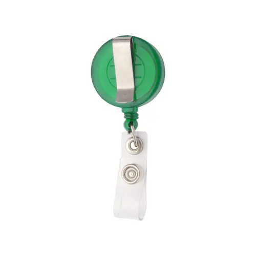 Porta badge telescopico in plastica per skypass con chiusura a bottone a pressione e clip in metallo