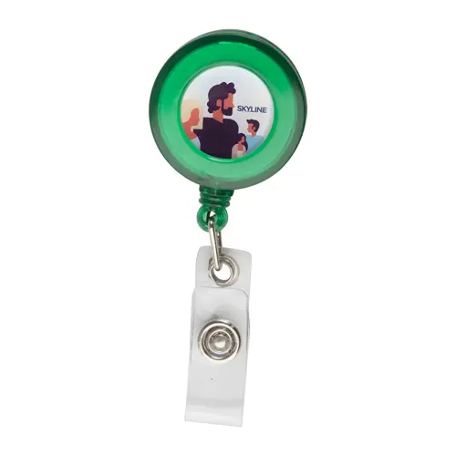 Porta badge telescopico in plastica per skypass con chiusura a bottone a pressione e clip in metallo