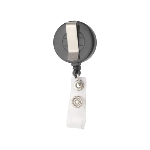 Porta badge telescopico in plastica per skypass con chiusura a bottone a pressione e clip in metallo