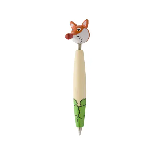 Penna a sfera in legno con figura di animale