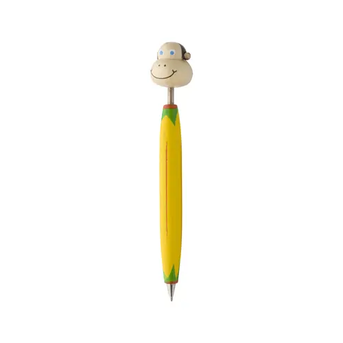 Penna a sfera in legno con figura di animale