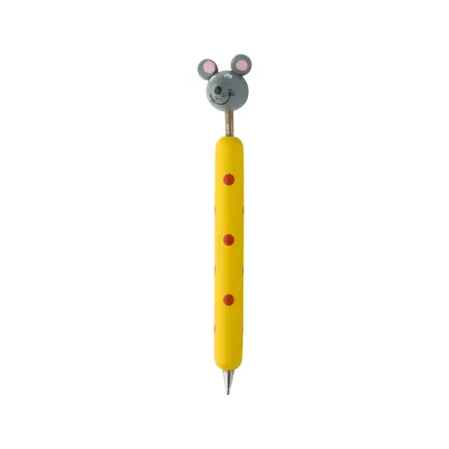 Penna a sfera in legno con figura di animale