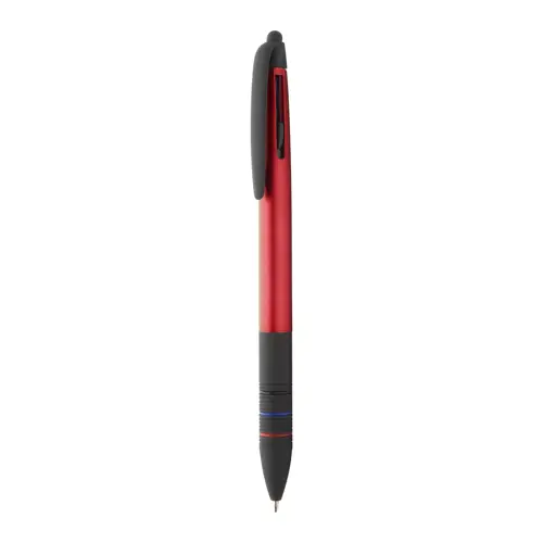 Penna a sfera in plastica multicolore disponibile in vari colori e con punta touch e tre refill nero rosso blu