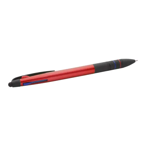 Penna a sfera in plastica multicolore disponibile in vari colori e con punta touch e tre refill nero rosso blu