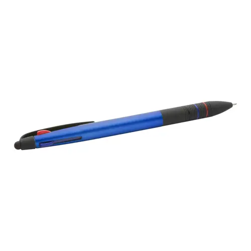 Penna a sfera in plastica multicolore disponibile in vari colori e con punta touch e tre refill nero rosso blu