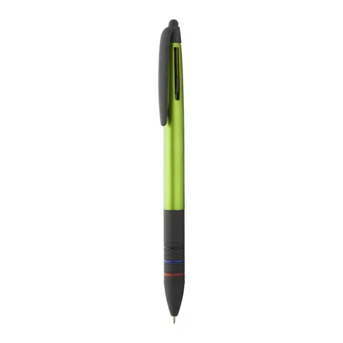 Penna a sfera in plastica multicolore disponibile in vari colori e con punta touch e tre refill nero rosso blu
