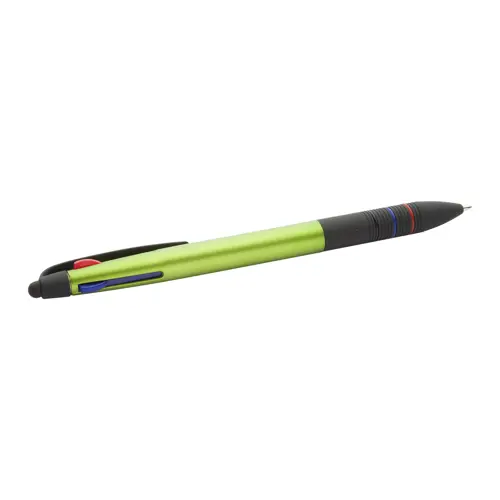 Penna a sfera in plastica multicolore disponibile in vari colori e con punta touch e tre refill nero rosso blu
