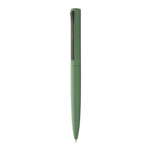 Penna a sfera in alluminio con finitura opaca disponibile in vari colori e con meccanismo a scatto e refill blu
