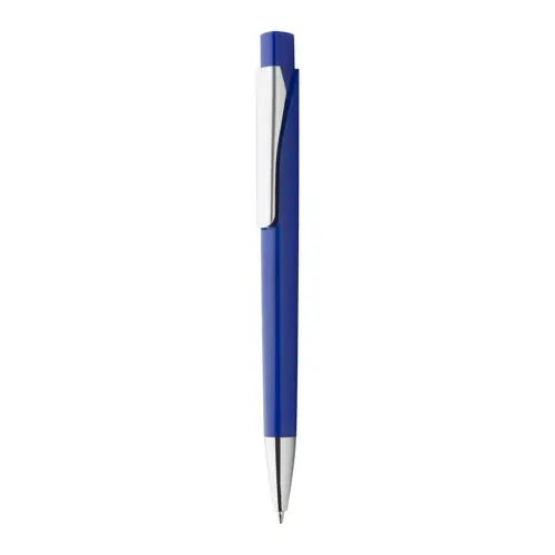 Penna a sfera in plastica colorata con meccanismo a scatto e refill blu