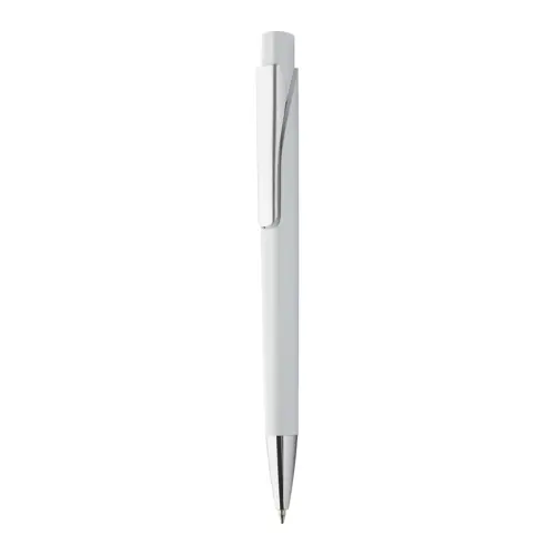 Penna a sfera in plastica colorata con meccanismo a scatto e refill blu