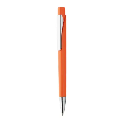 Penna a sfera in plastica colorata con meccanismo a scatto e refill blu