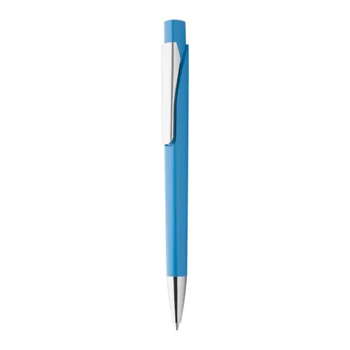 Penna a sfera in plastica colorata con meccanismo a scatto e refill blu