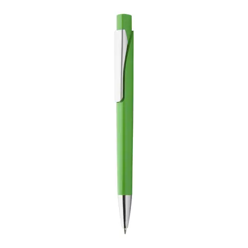 Penna a sfera in plastica colorata con meccanismo a scatto e refill blu