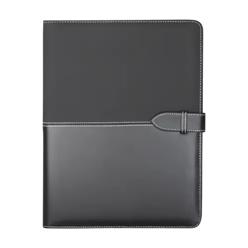 Cartella in pelle con blocco appunti in formato A4 con fogli a righe e tasche interne
