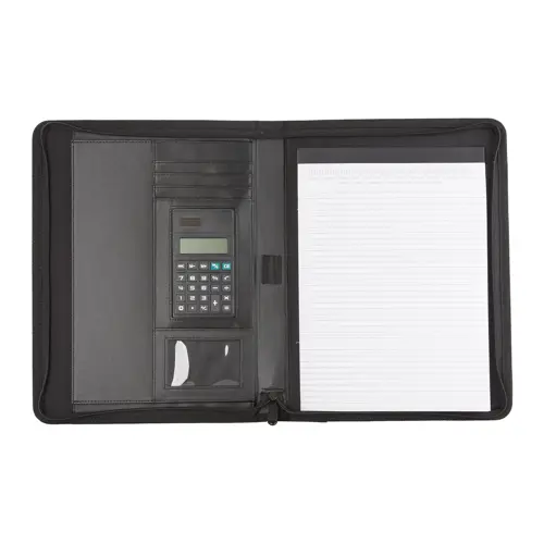 Cartella con maniglia per il trasporto porta documenti e blocco appunti in formato A4 calcolatrice e tasche interne
