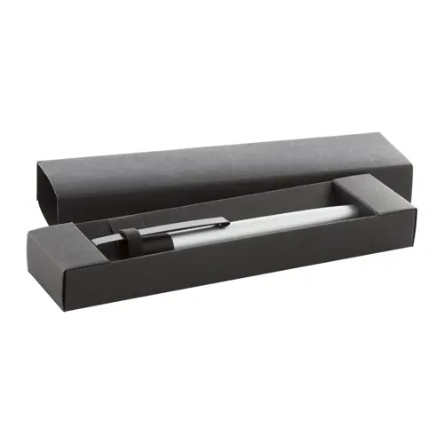 Penna a sfera in alluminio in confezione regalo nera refill blu