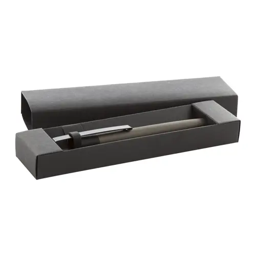 Penna a sfera in alluminio in confezione regalo nera refill blu