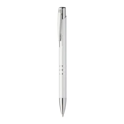 Penna a sfera in alluminio anodizzato in diversi colori con meccanismo a scatto e refill blu