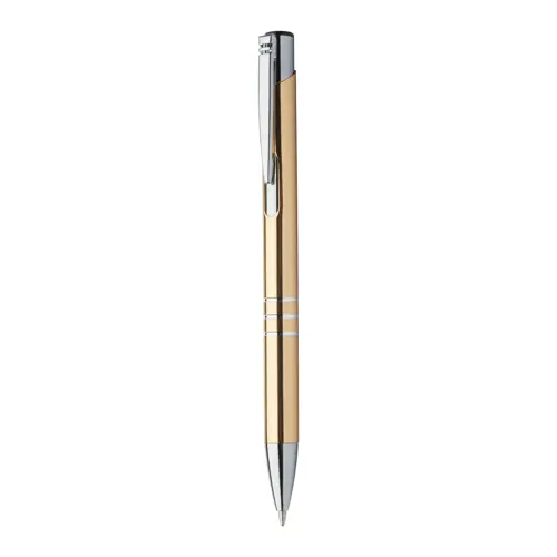 Penna a sfera in alluminio anodizzato in diversi colori con meccanismo a scatto e refill blu