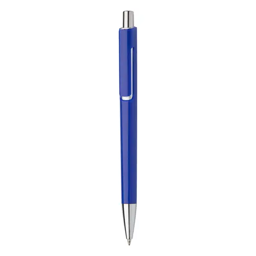 Penna a sfera in plastica corpo colorato e parti cromate con refill blu