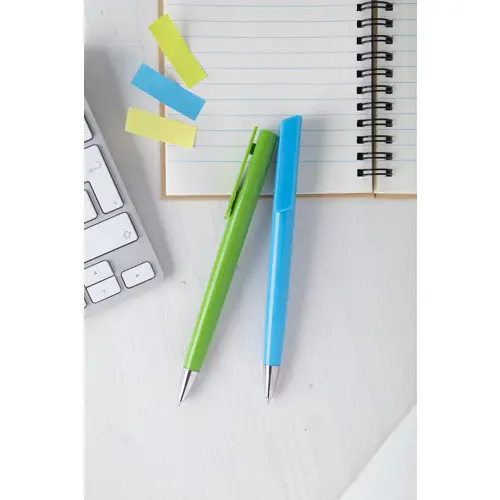 Penna a sfera in plastica meccanismo a scatto refill blu