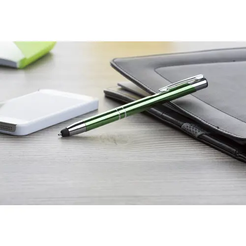 Penna a sfera in alluminio disponibile in diversi colori con punta touch e meccanismo a scatto a refill blu