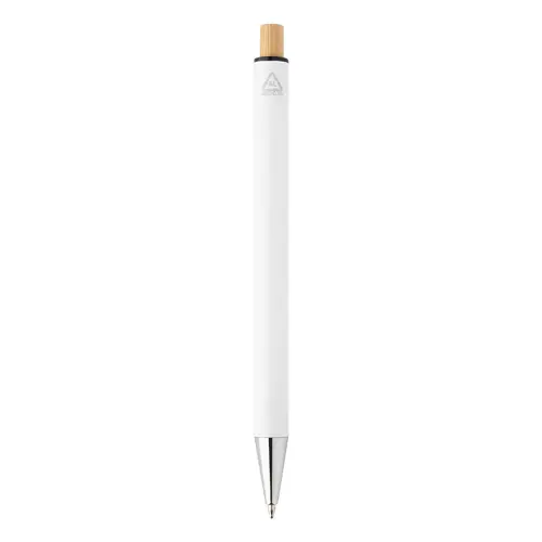 Set composto da penna a sfera e matita meccanica in alluminio riciclato pulsanti in bambù e refill blu in scatola kraft