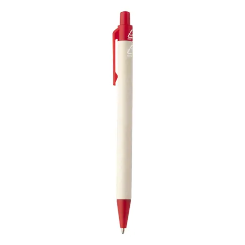 Penna a sfera con fusto in cartone del latte ricilato reffil blu