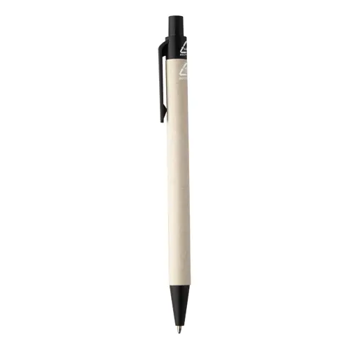 Penna a sfera con fusto in cartone del latte ricilato reffil blu