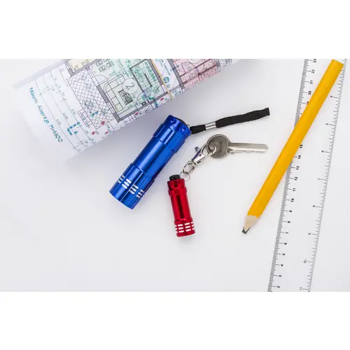 Mini torcia in alluminio con 3 LED e moschettone