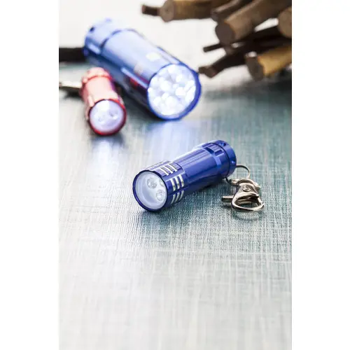 Mini torcia in alluminio con 3 LED e moschettone