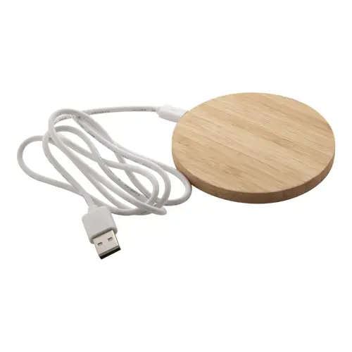 Caricatore wireless in bambù piccolo e compatto da 5W