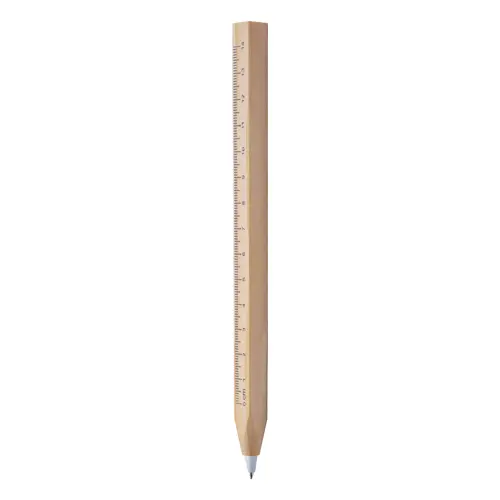 Penna a sfera in legno con righello da 14cm refill blu