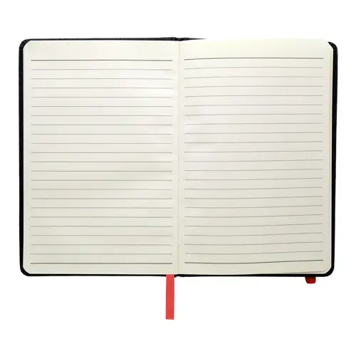 Block notes A5 con copertina in pelle PU e 96 fogli a righe e con elastico segnalibro e portapenne in coordinato