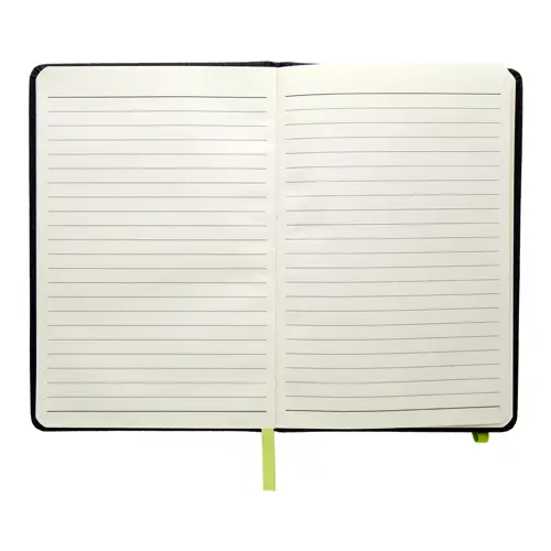 Block notes A5 con copertina in pelle PU e 96 fogli a righe e con elastico segnalibro e portapenne in coordinato