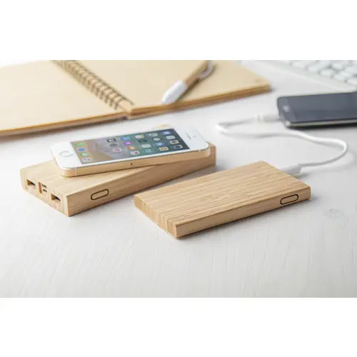 Power bank in bambù e con porte USB-C da 4000mAh