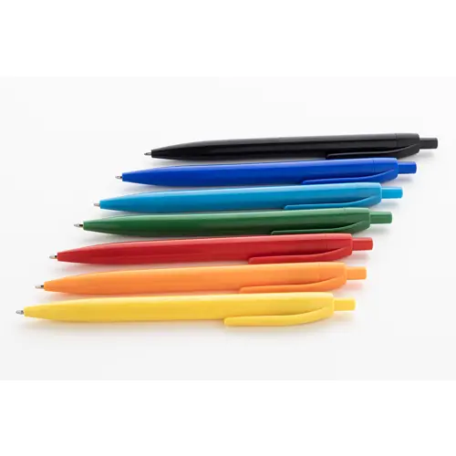 Penna a sfera in plastica con trattamento antibatterico e con meccanismo a scatto refill blu