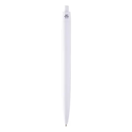 Penna a sfera in plastica con trattamento antibatterico e con meccanismo a scatto refill blu
