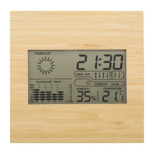 Stazione metereologica e orologio digitale pannello in bambù