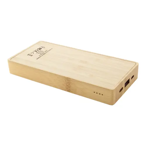 Power bank solare in bambù con porta USB-C da 8000mAh
