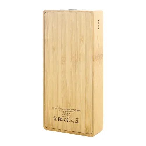 Power bank solare in bambù con porta USB-C da 8000mAh