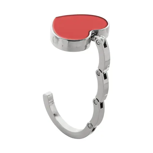 Gancio porta borsa in metallo a forma di cuore con chiusura magnetica